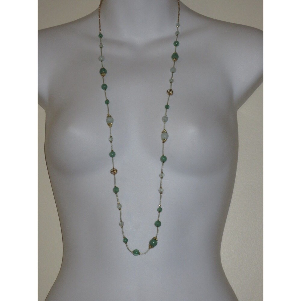 J.Crew Women's Green Bead Silver Cast Fireball Dainty Layering Necklace NWOT $49